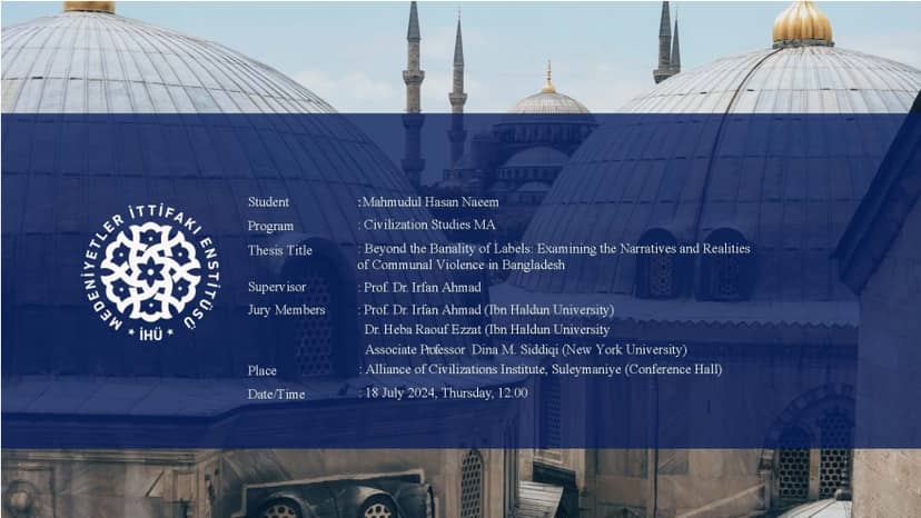 Yüksek Lisans Öğrencimiz Mahmudul Hasan Naeem'in Tez Savunması