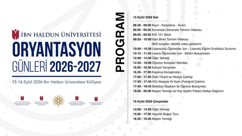 İHÜ Oryantasyon Günleri 15–16 Eylül’de
